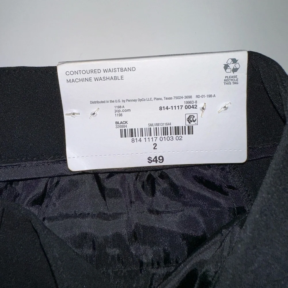 NWT Liz Claiborne Aurora Curvy Trousers Size 2 Black Stretch 31.5” Inseam